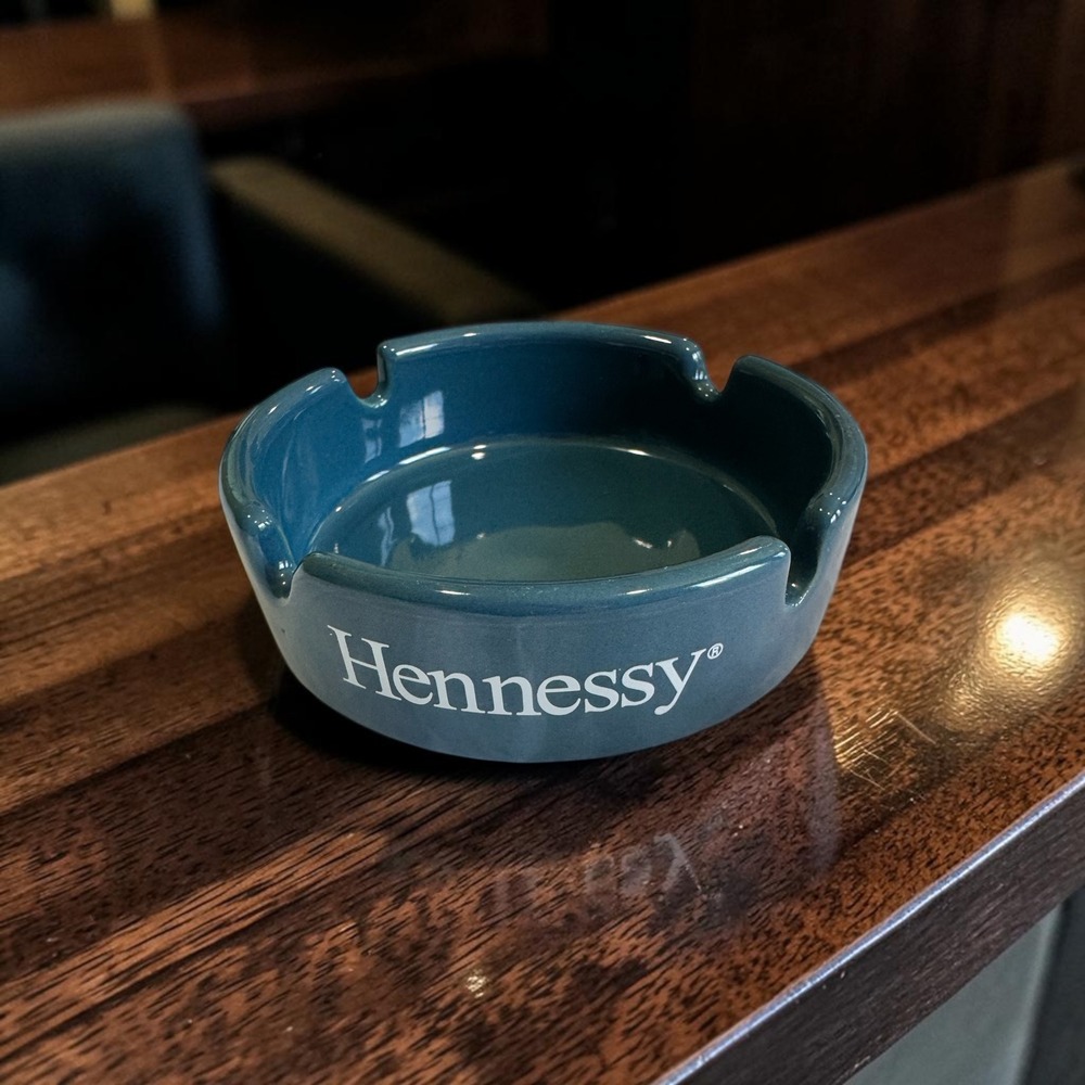 Vintage 2000 Hennessy Cognac Ceramic Ashtray Teal Blue Barware Schieffelin